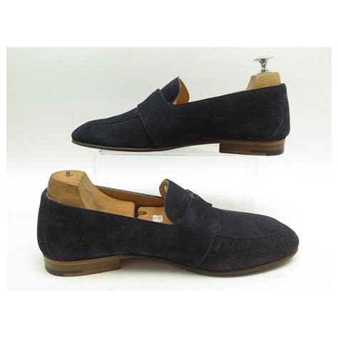 hermes blue suede loafers|Hermès Paris Suede Loafers .